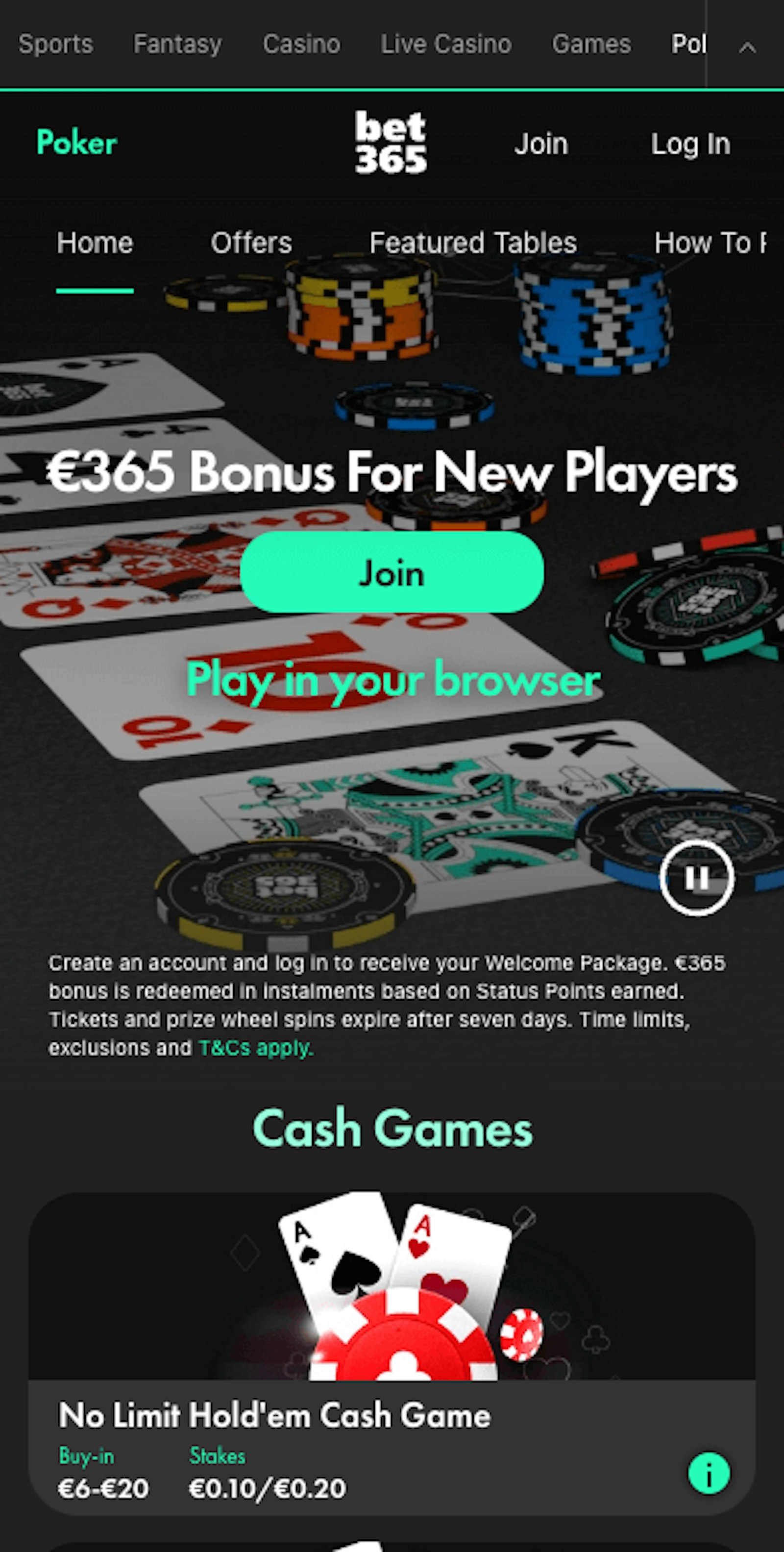 Bet365 Poker pa mobil