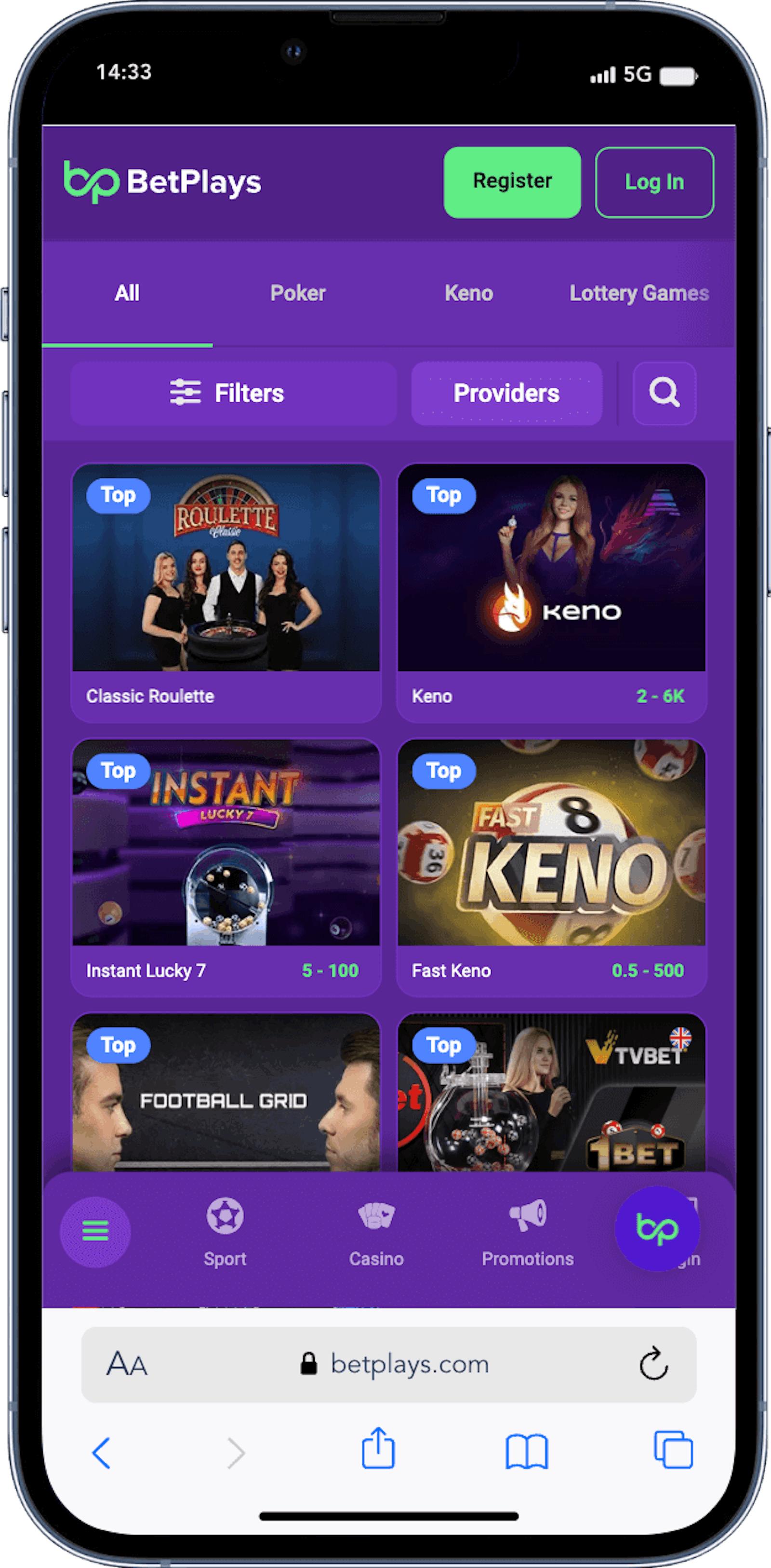 Betplays Live Casino mobil