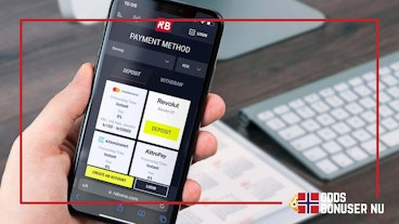 Mobiltelefon som viser betalingsmetoder hos bettingside Rabona