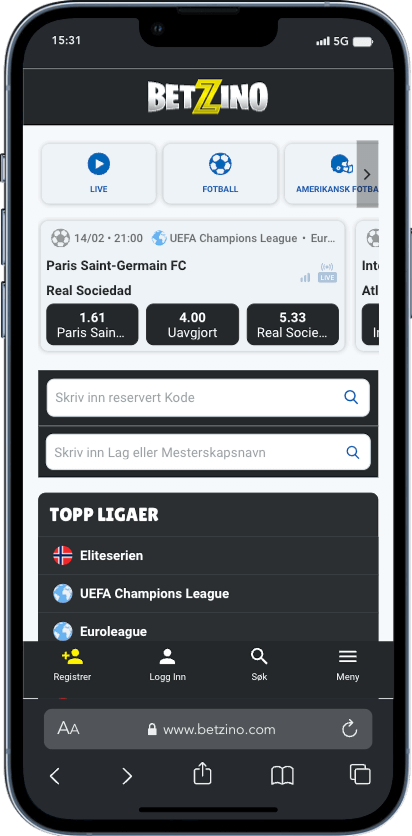 Betzino Sport på mobil