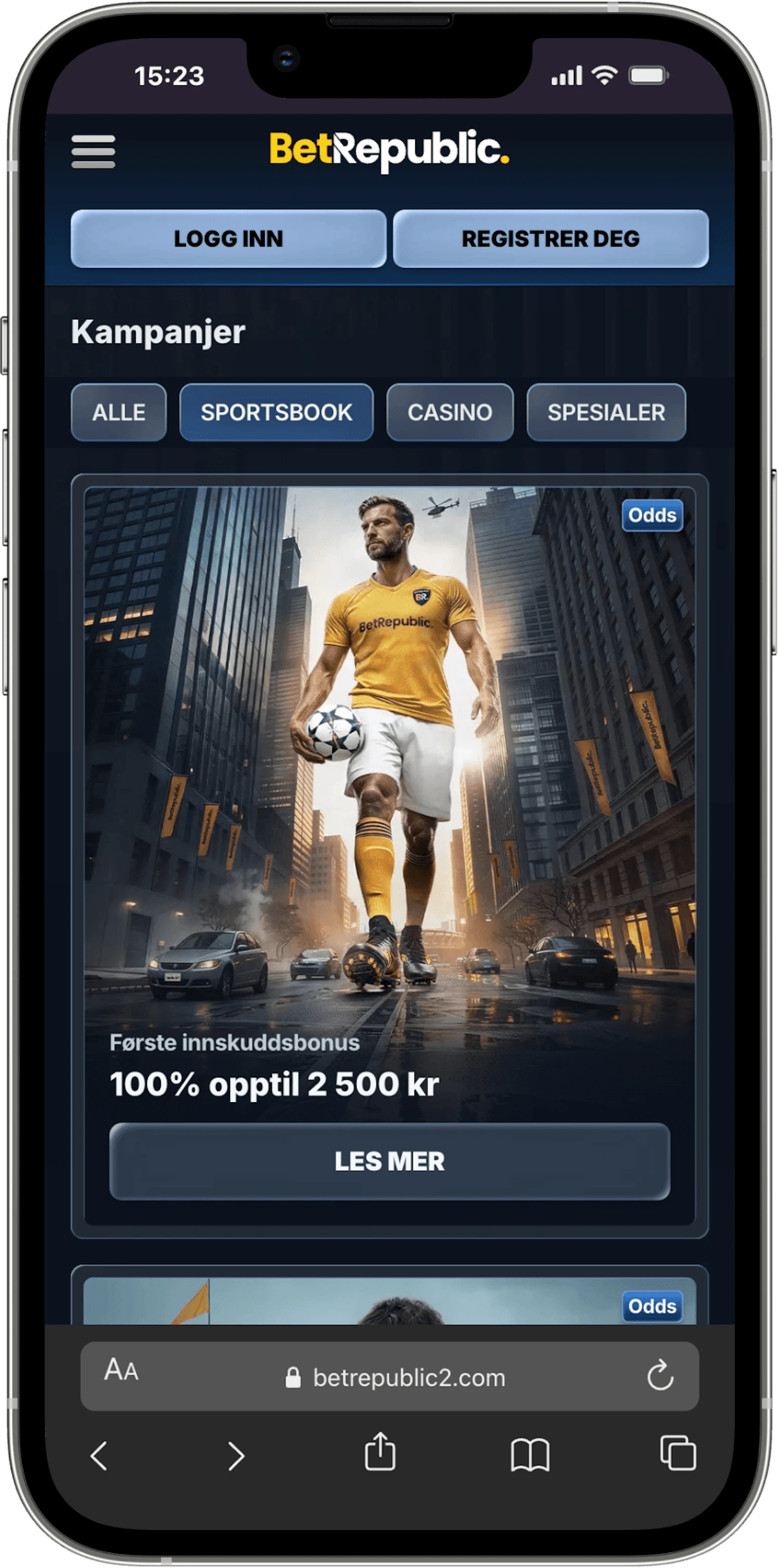 Bet Republic odds kampanjer mobil