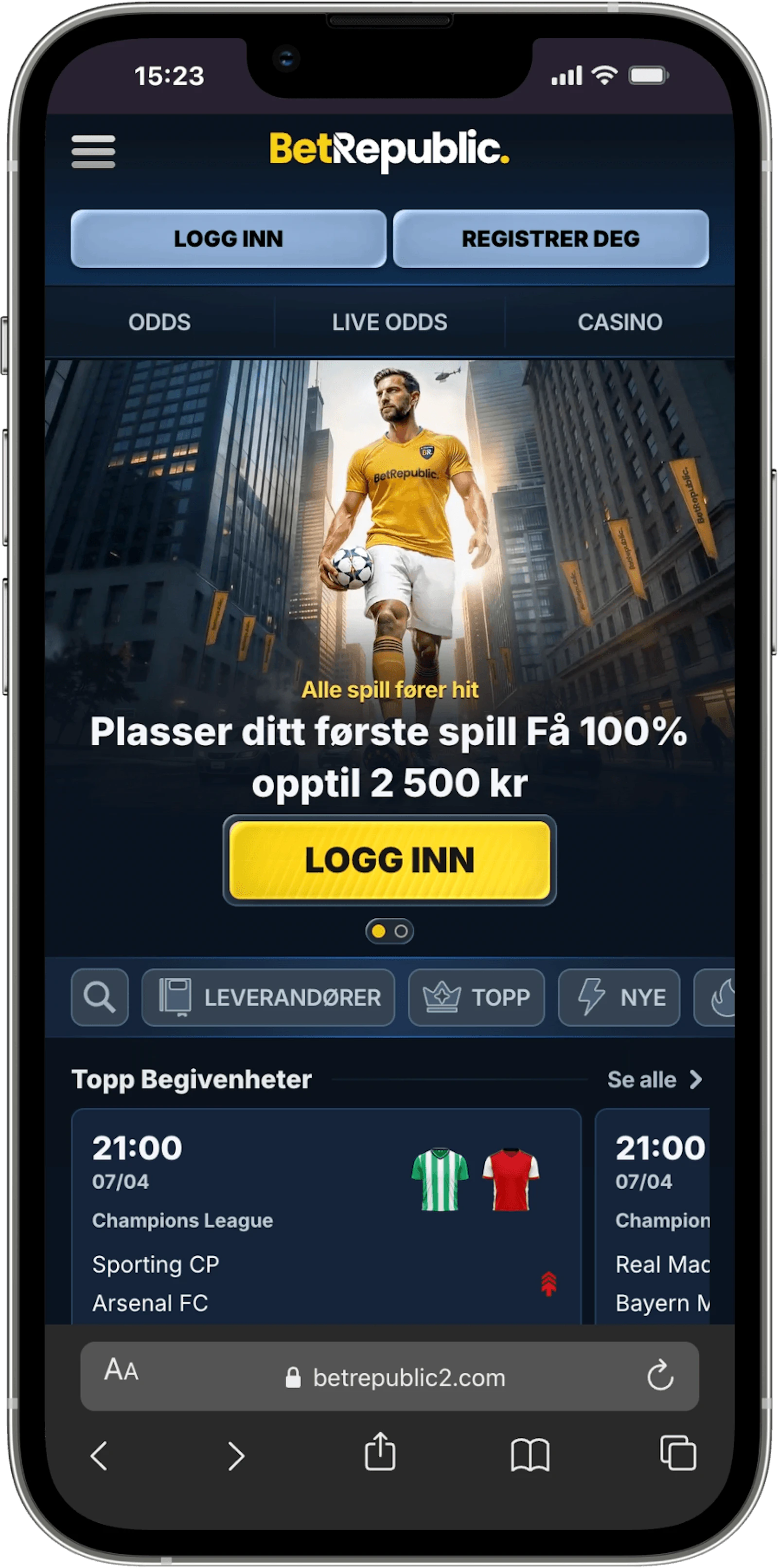 Bet Republic odds mobil