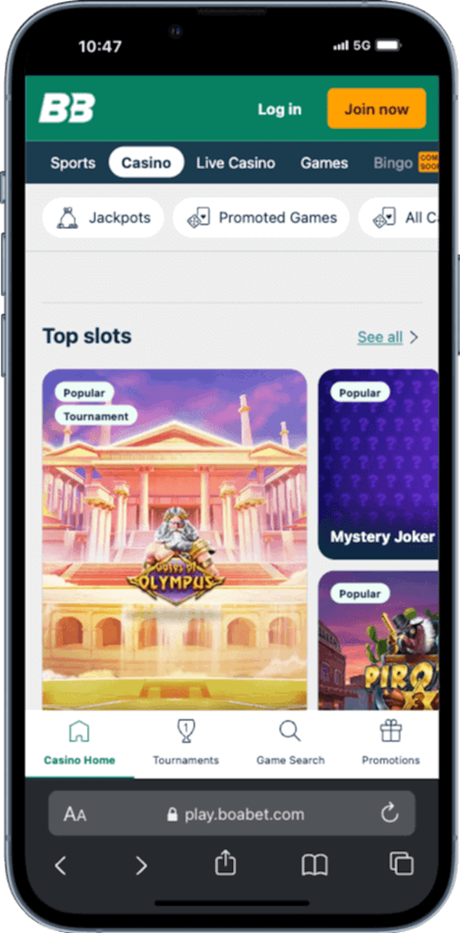 BoaBet casino mobil