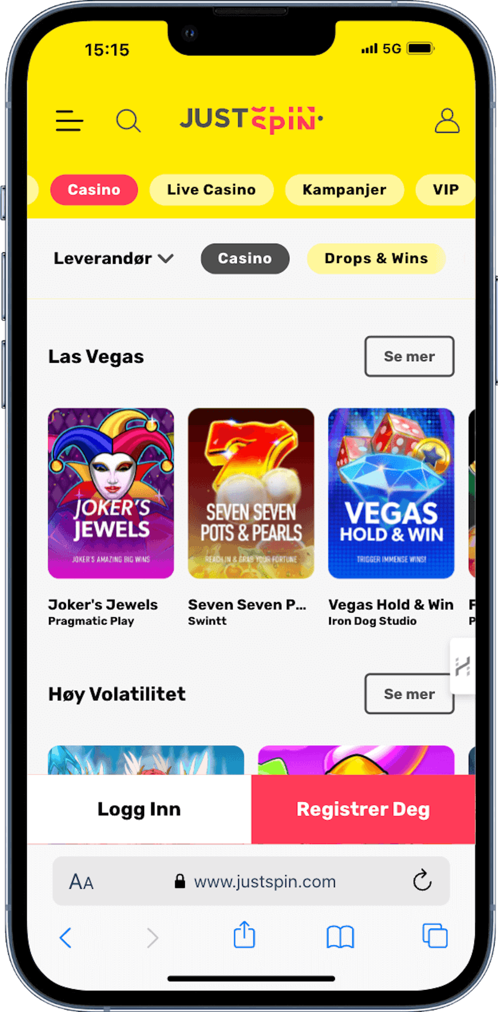 Just Spin Casino mobilversjon