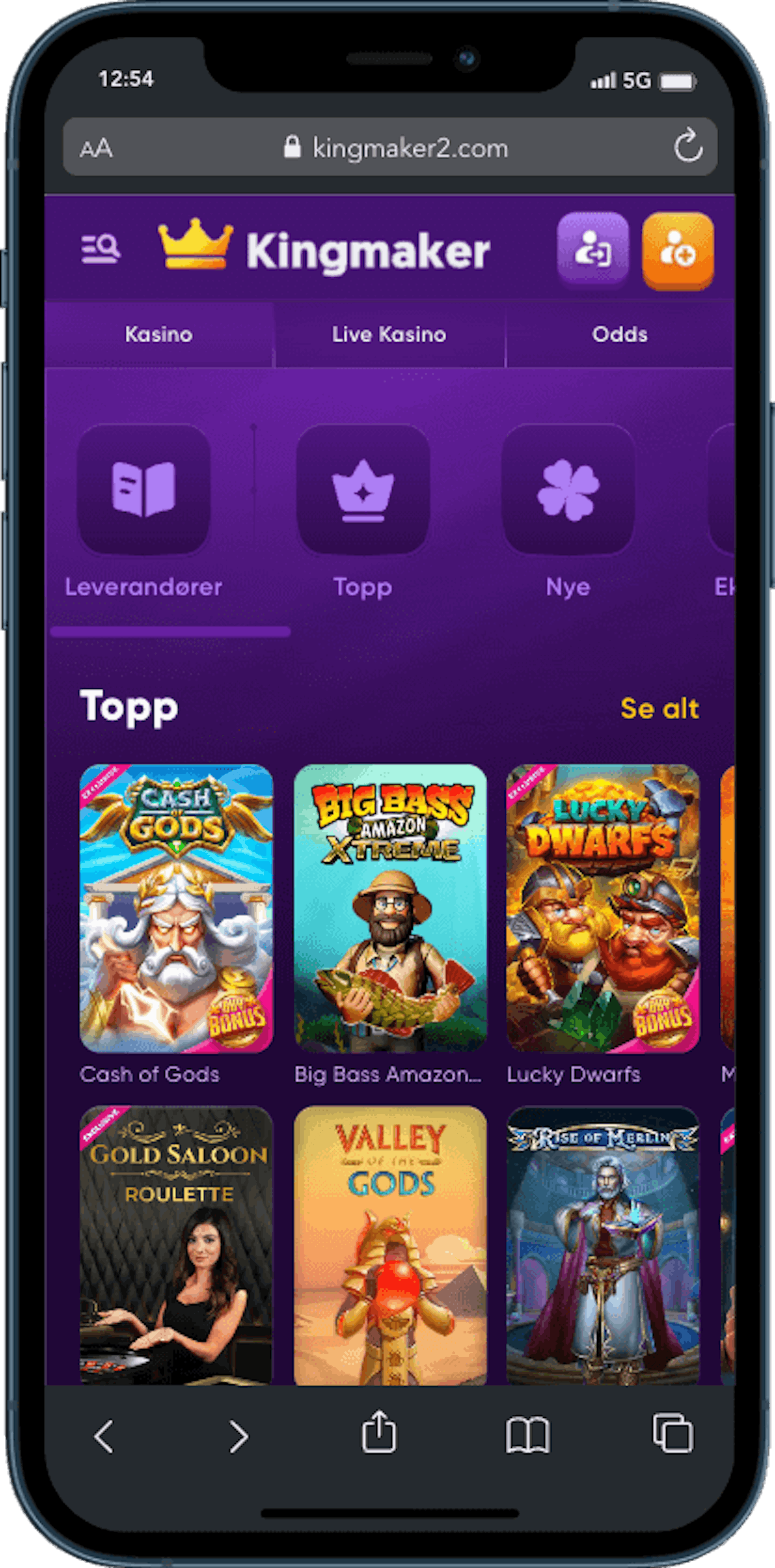 Kingmaker Slots mobilversjon