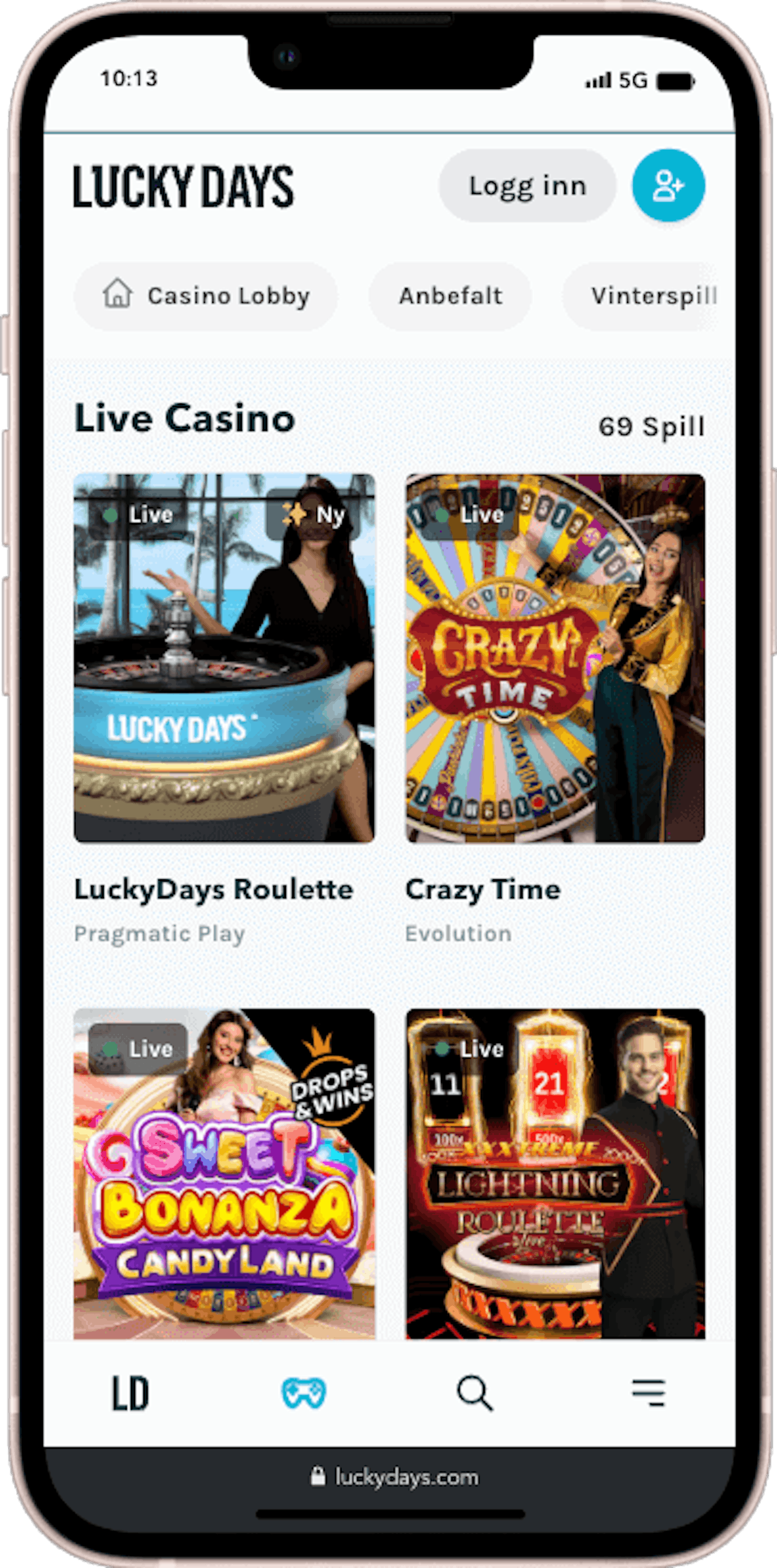 Lucky Days Live casino pa mobil