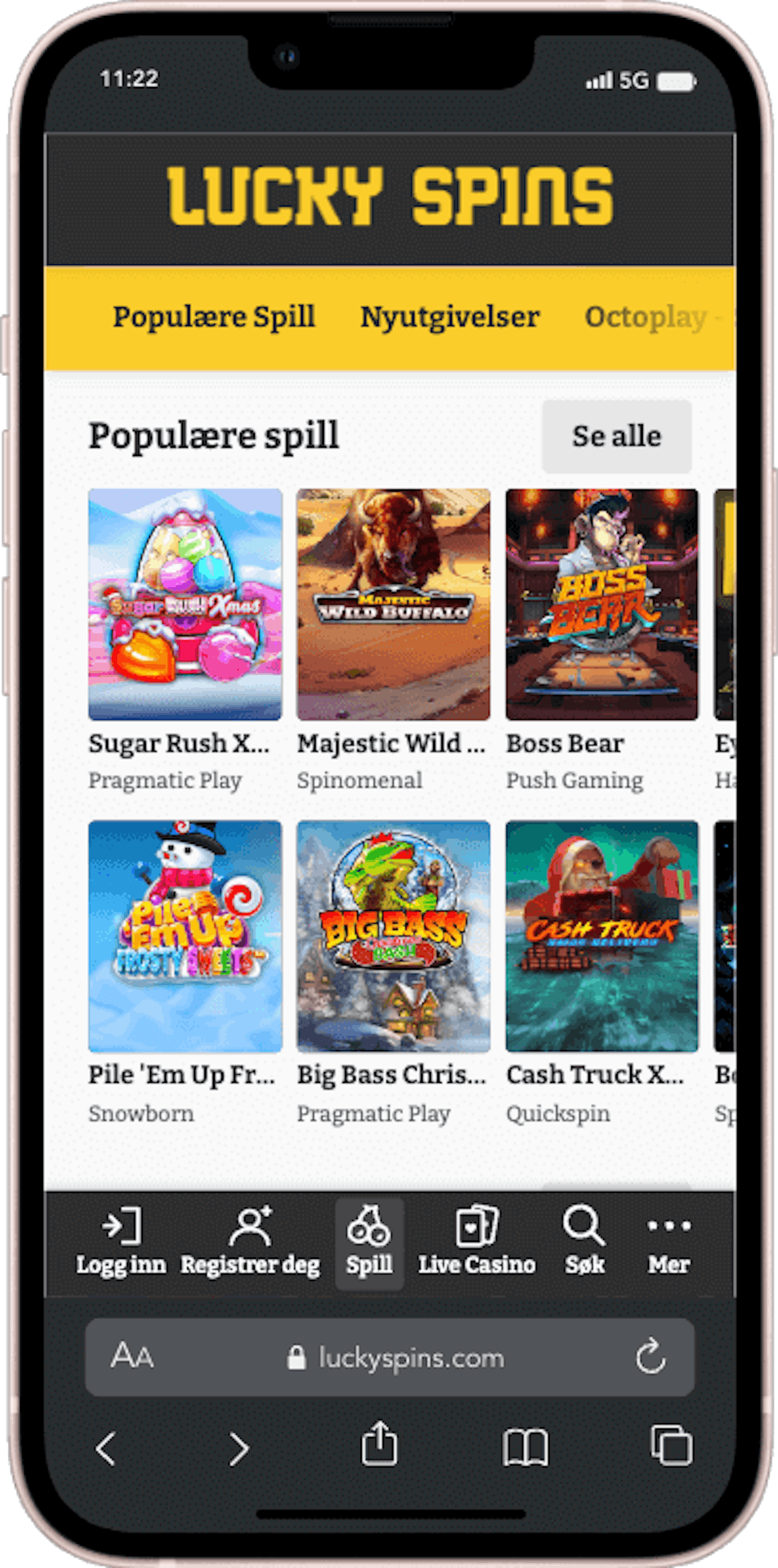 Lucky Spins casino pa mobil