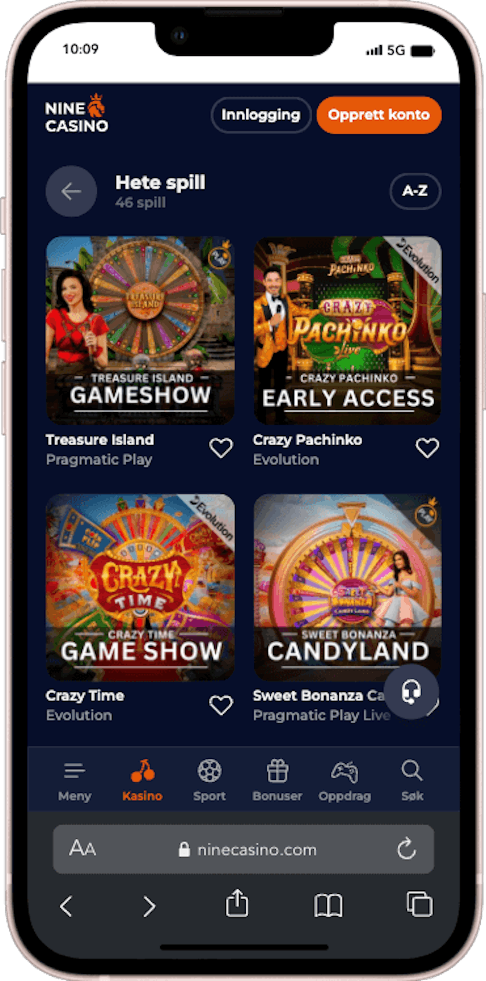 Nine Casino Live casino pa mobil