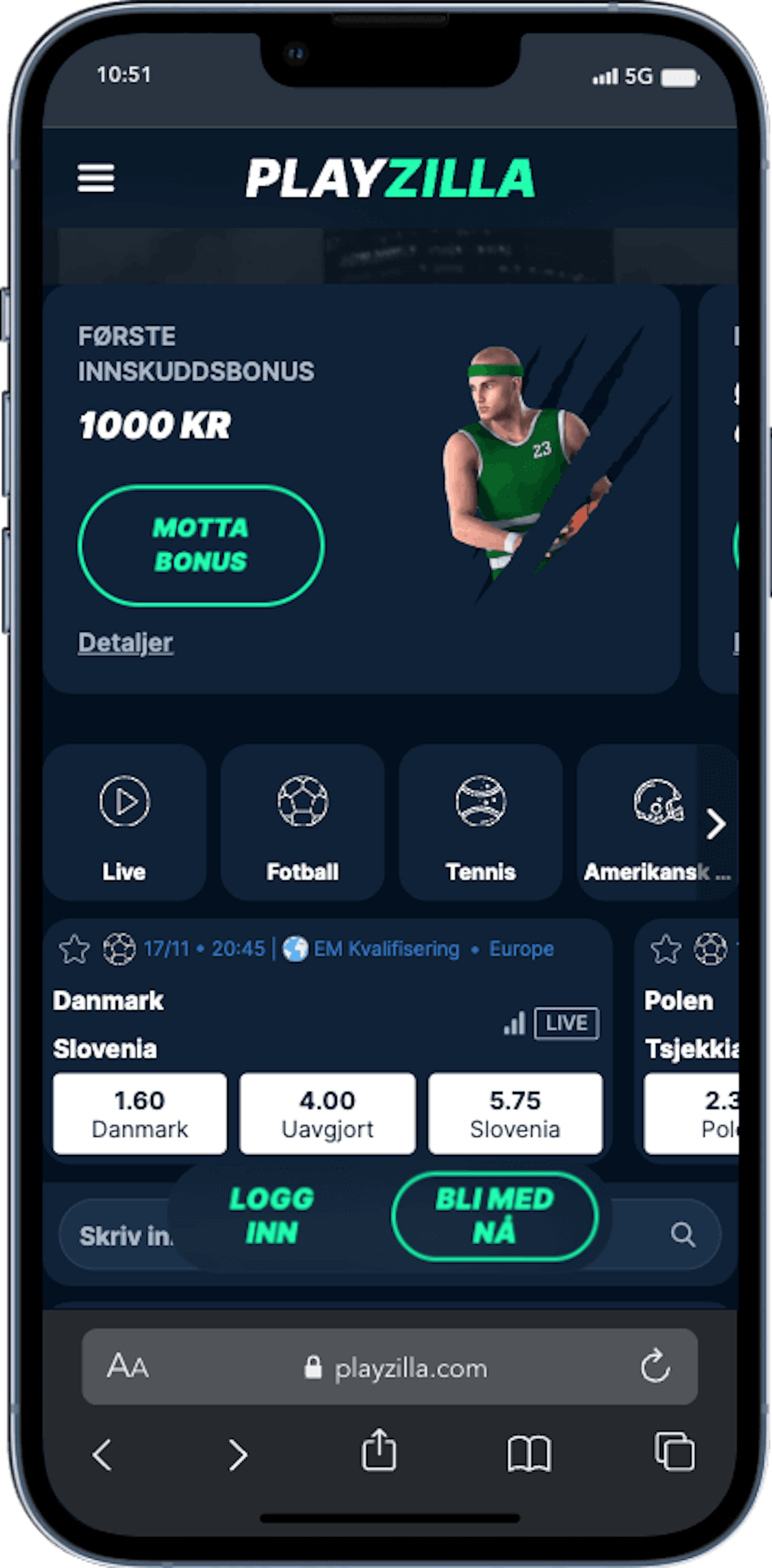Playzilla odds pa mobil