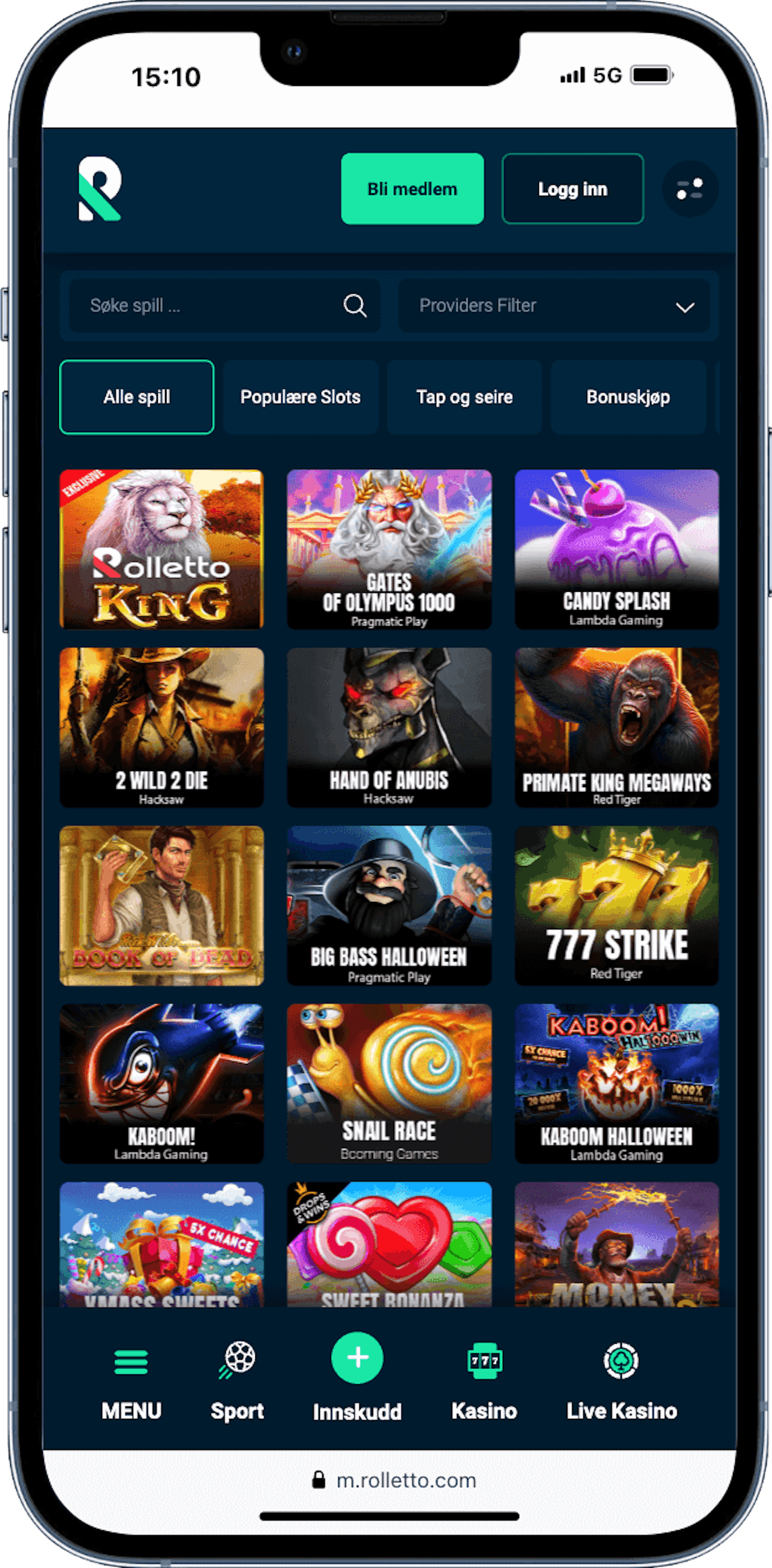 Rolletto casino mobilversjon