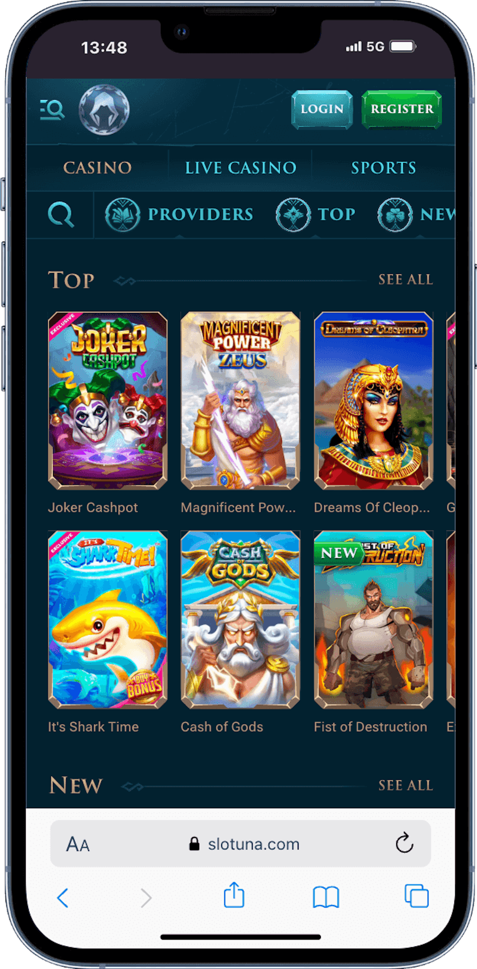 Slotuna casino mobilversjon