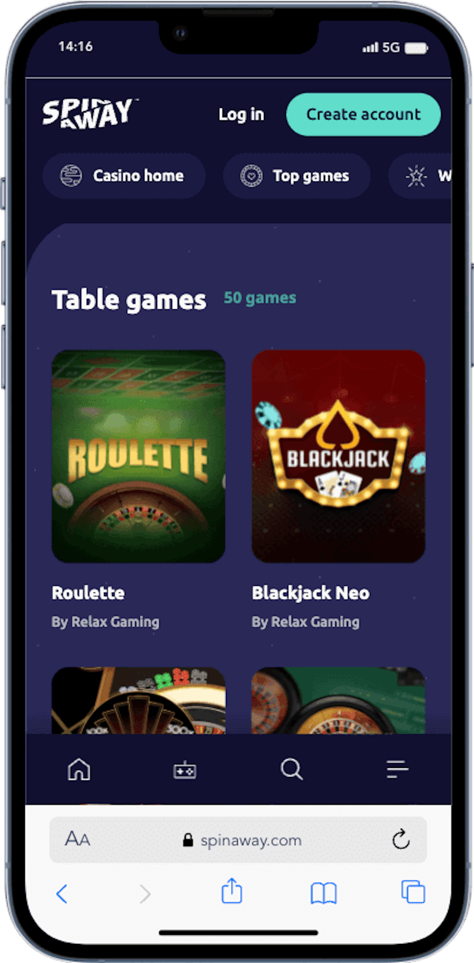 SpinAway Bordspill pa mobil