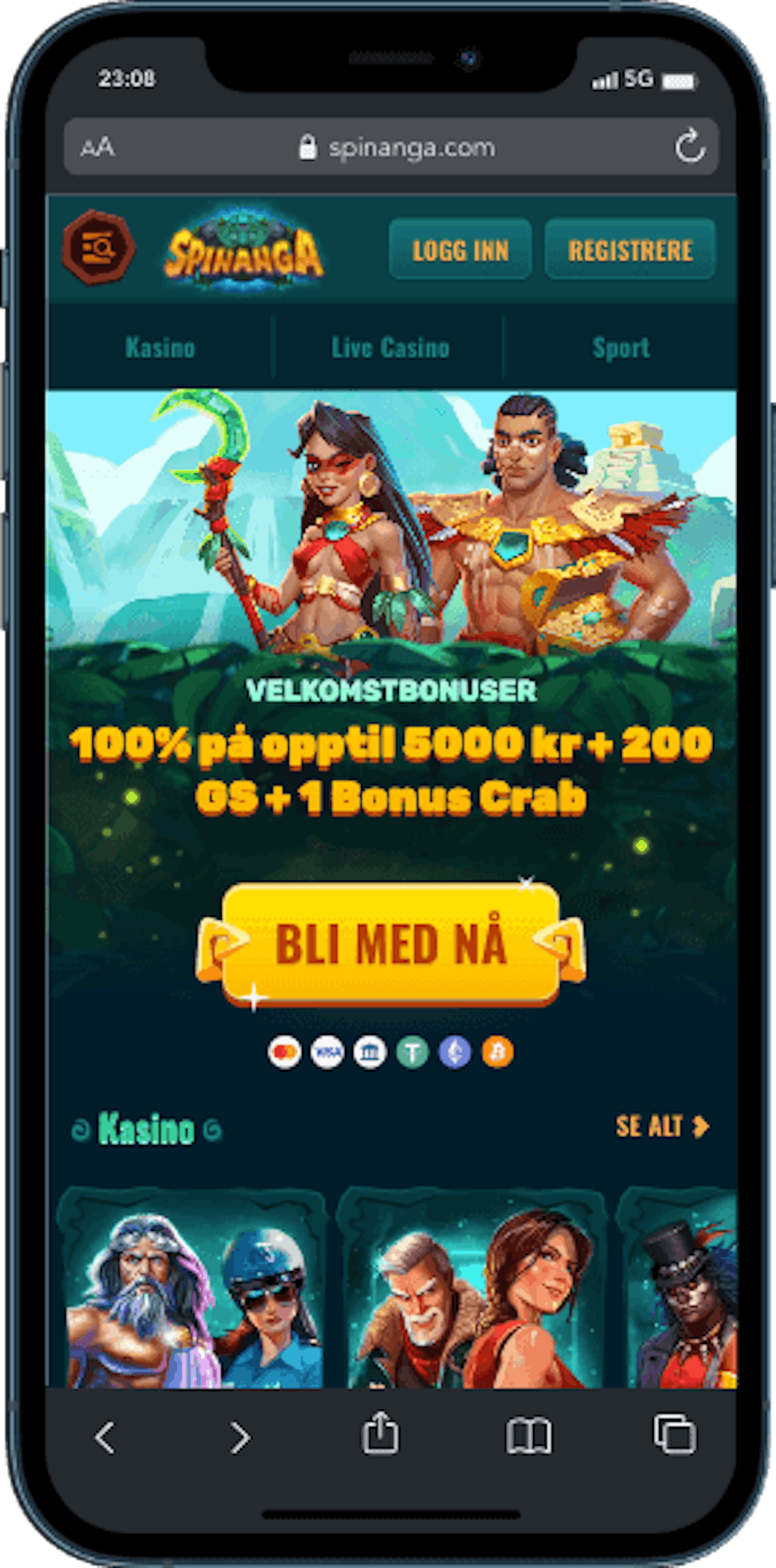 Spinanga Casino mobilversjon