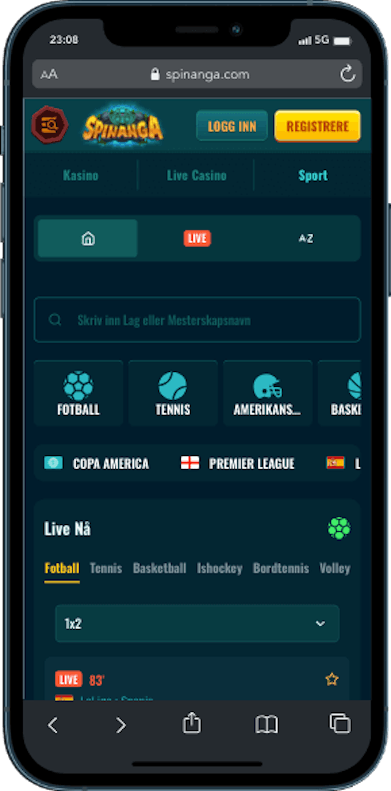 Spinanga Sport mobilversjon