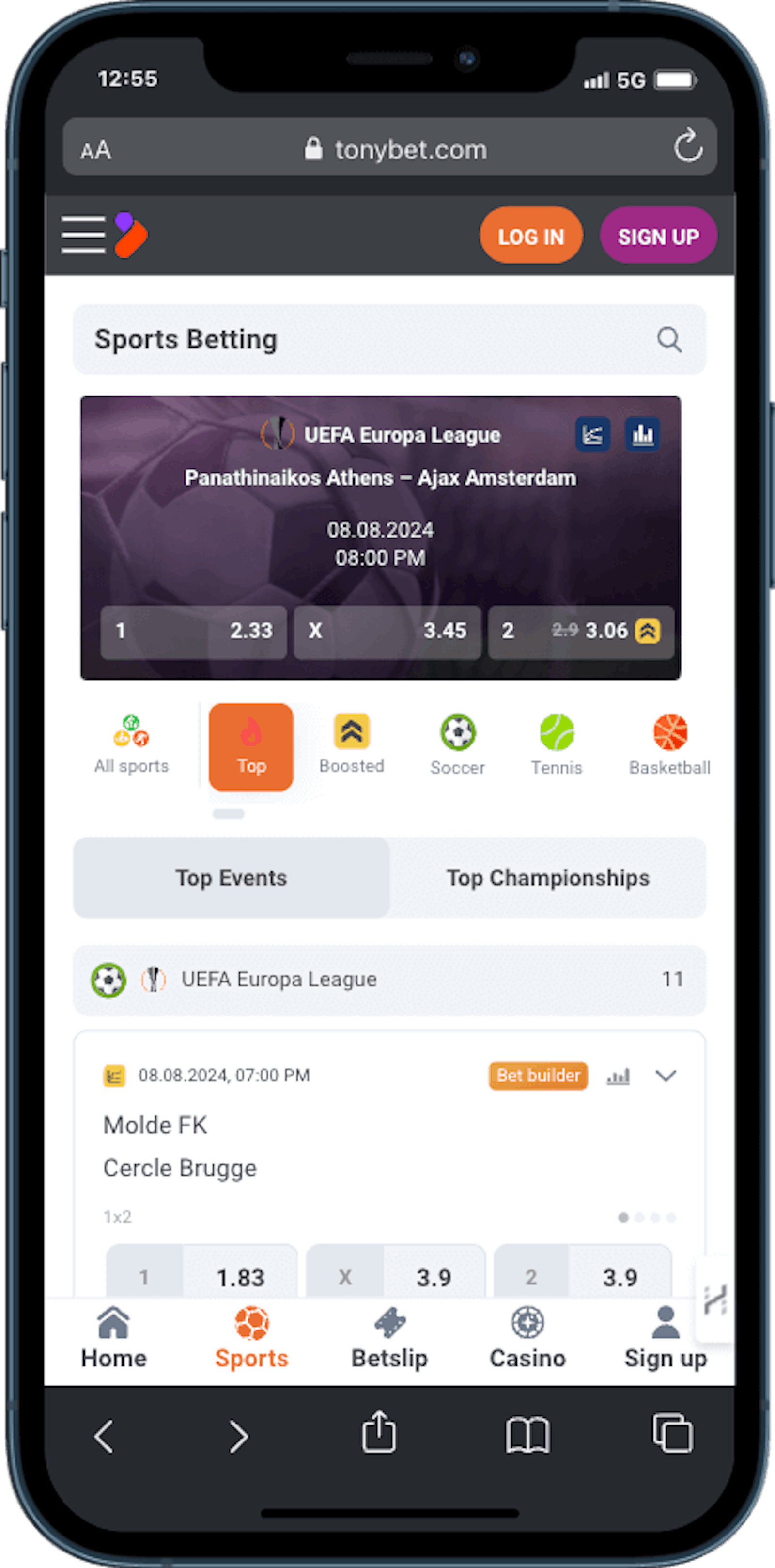 Tonybet odds mobilversjon