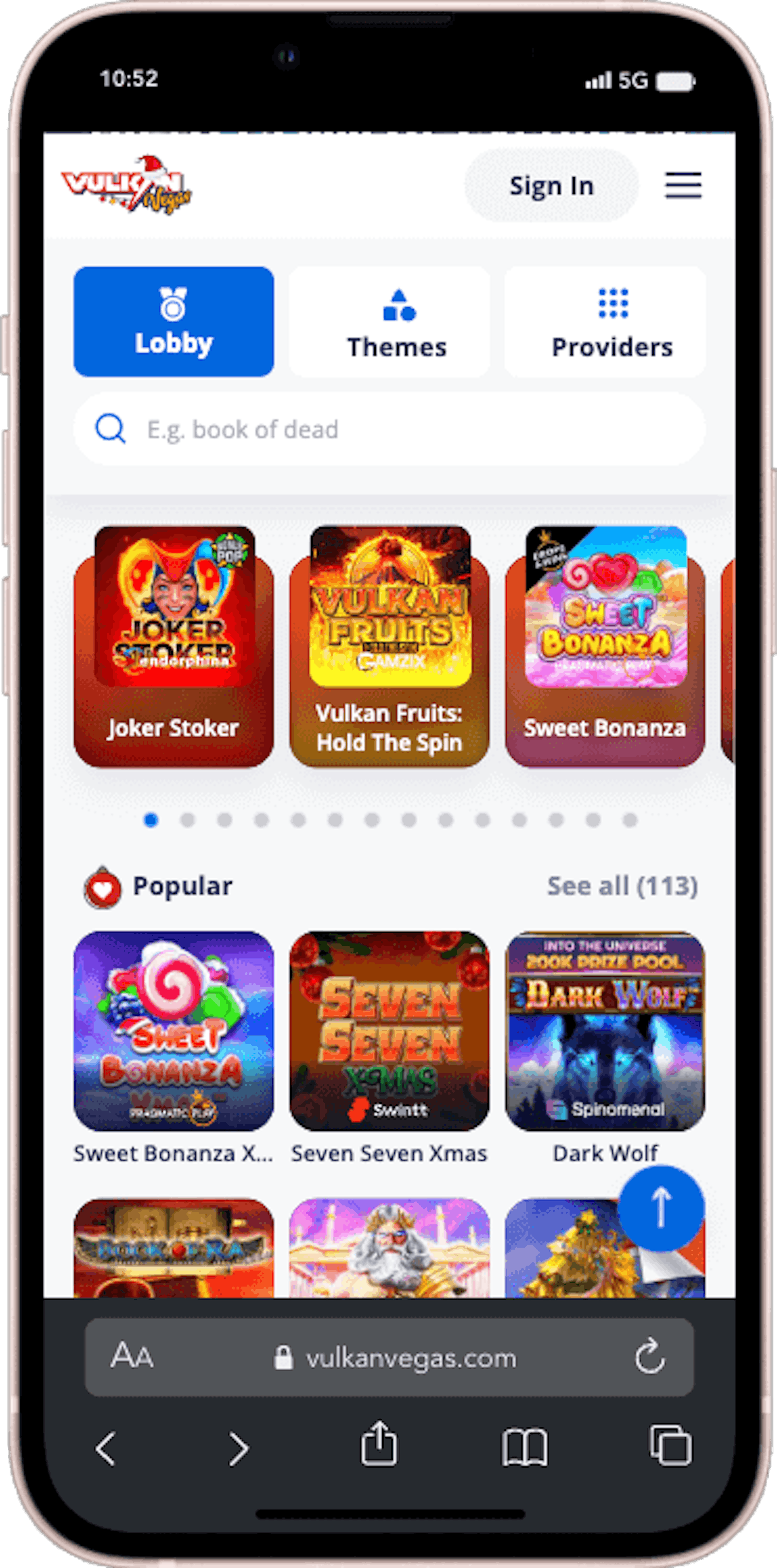 Vulkan Vegas Spilleautomater pa mobil