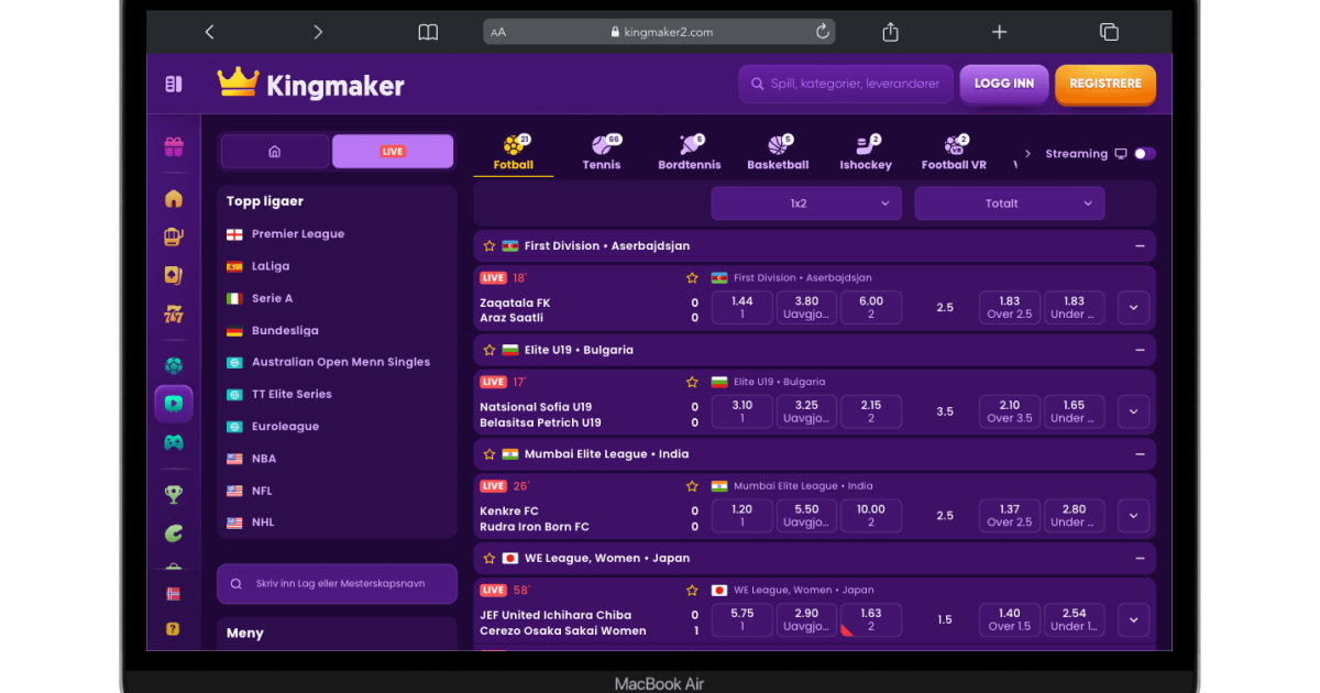 Kingmaker Bonus » Sport 2 000 NOK » Casino 5 000 NOK » mai 2024