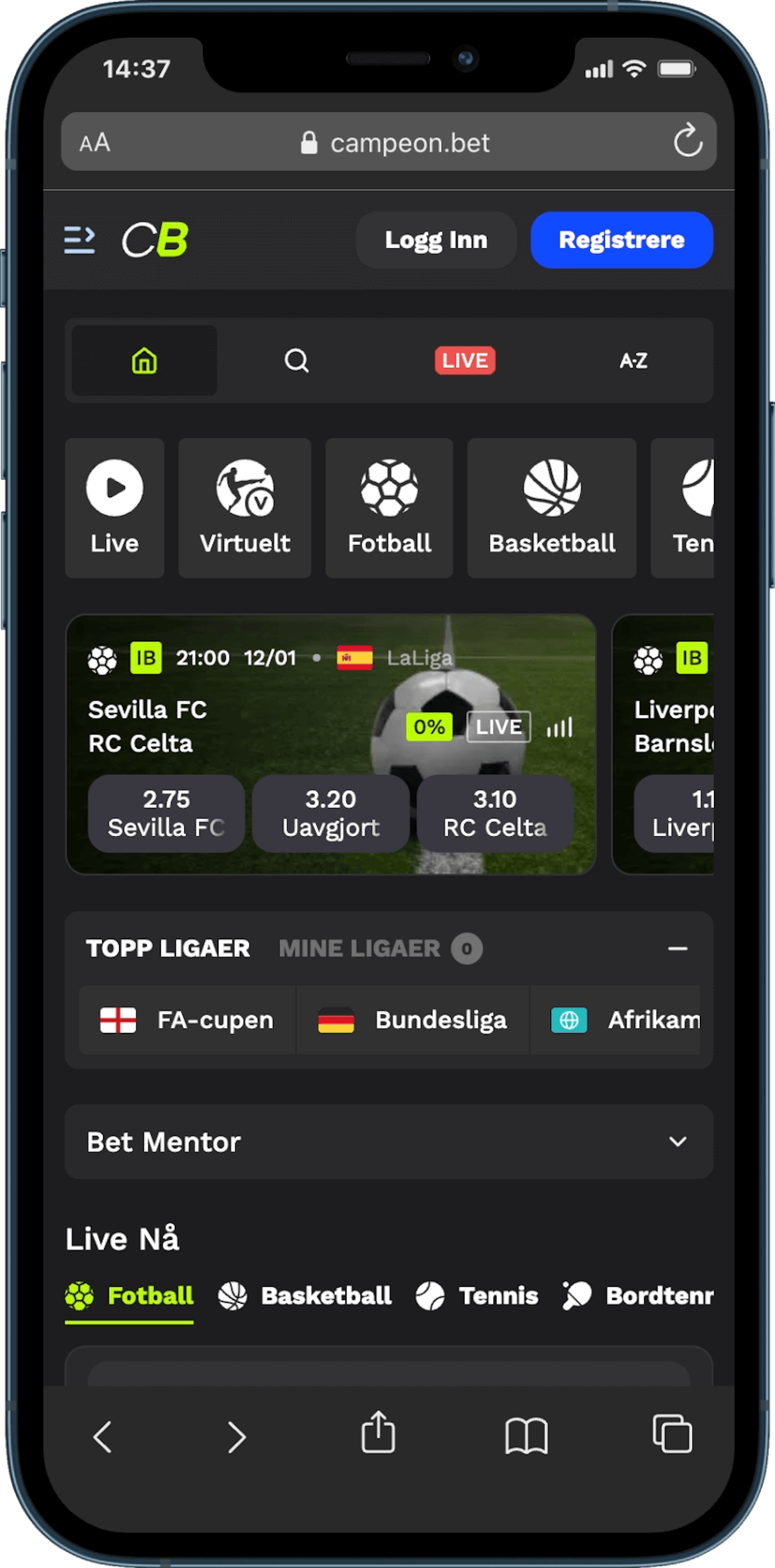 Campeonbet odds mobil