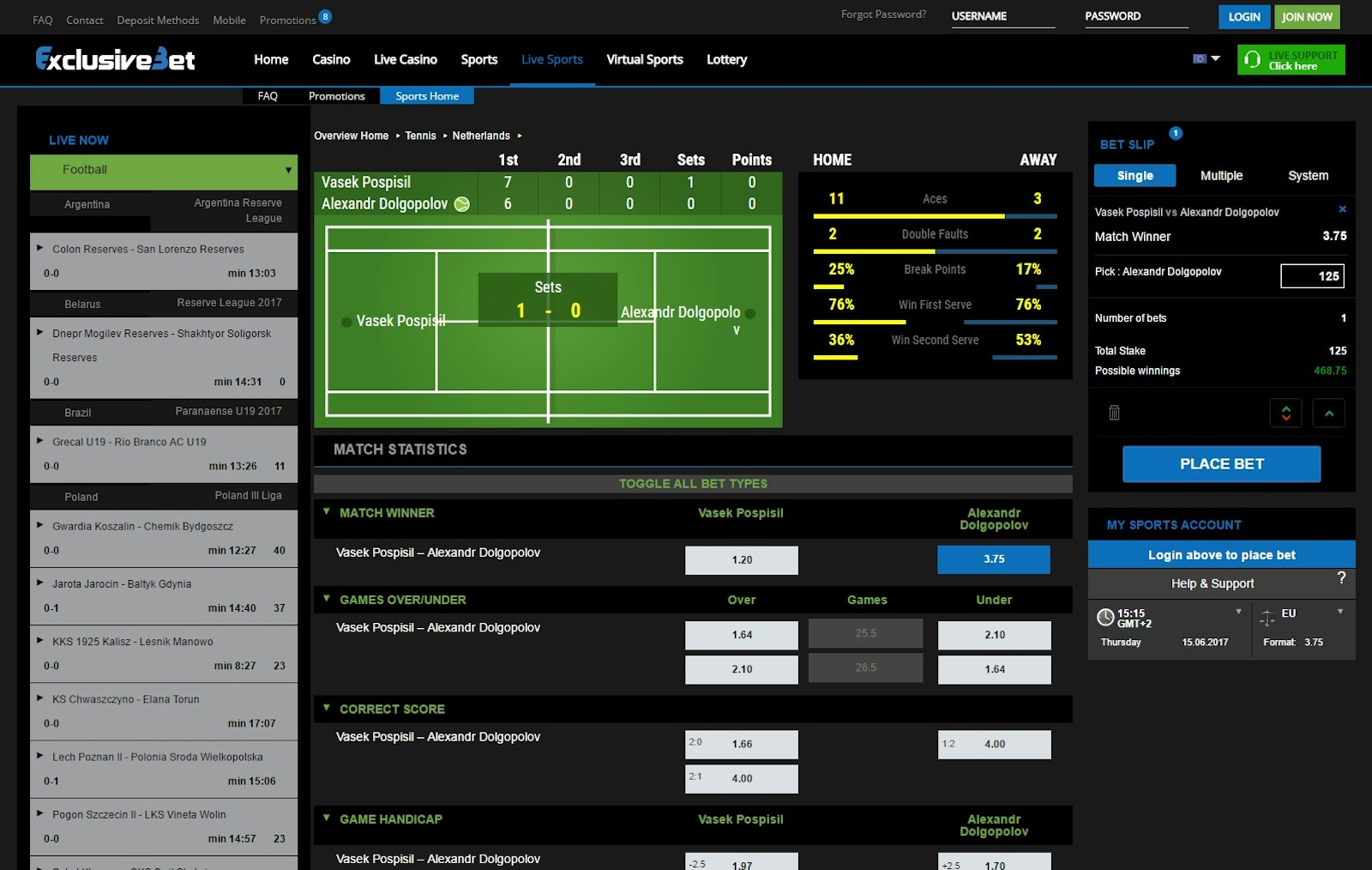 ExclusiveBet Livebetting