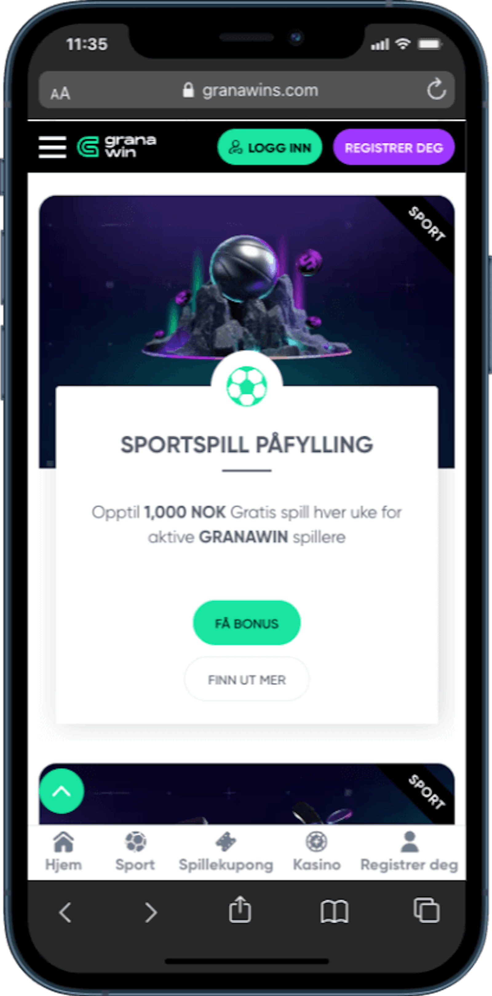 Granawin oddskampanje mobil