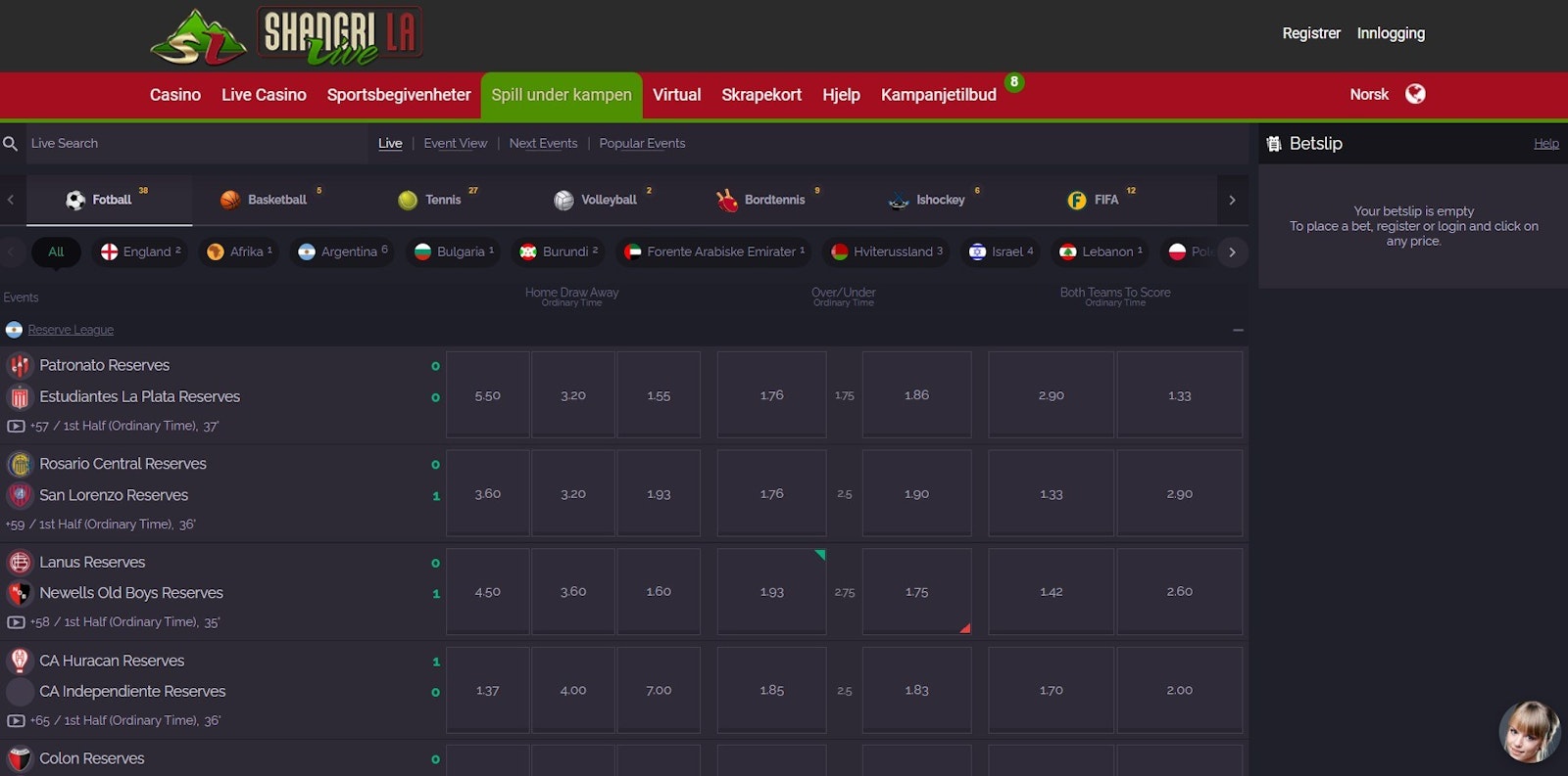 Shangri La live betting