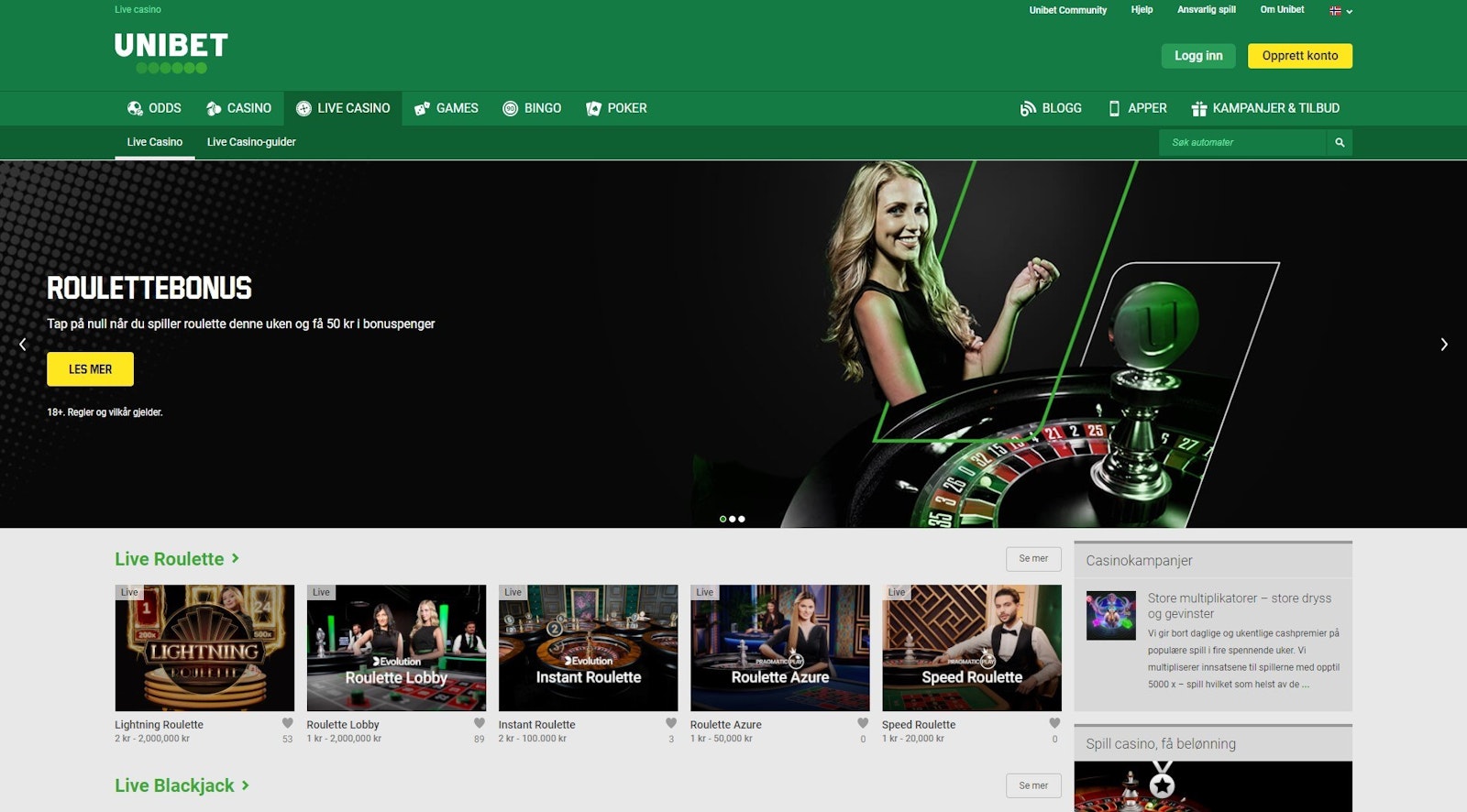 Unibet Live Casino