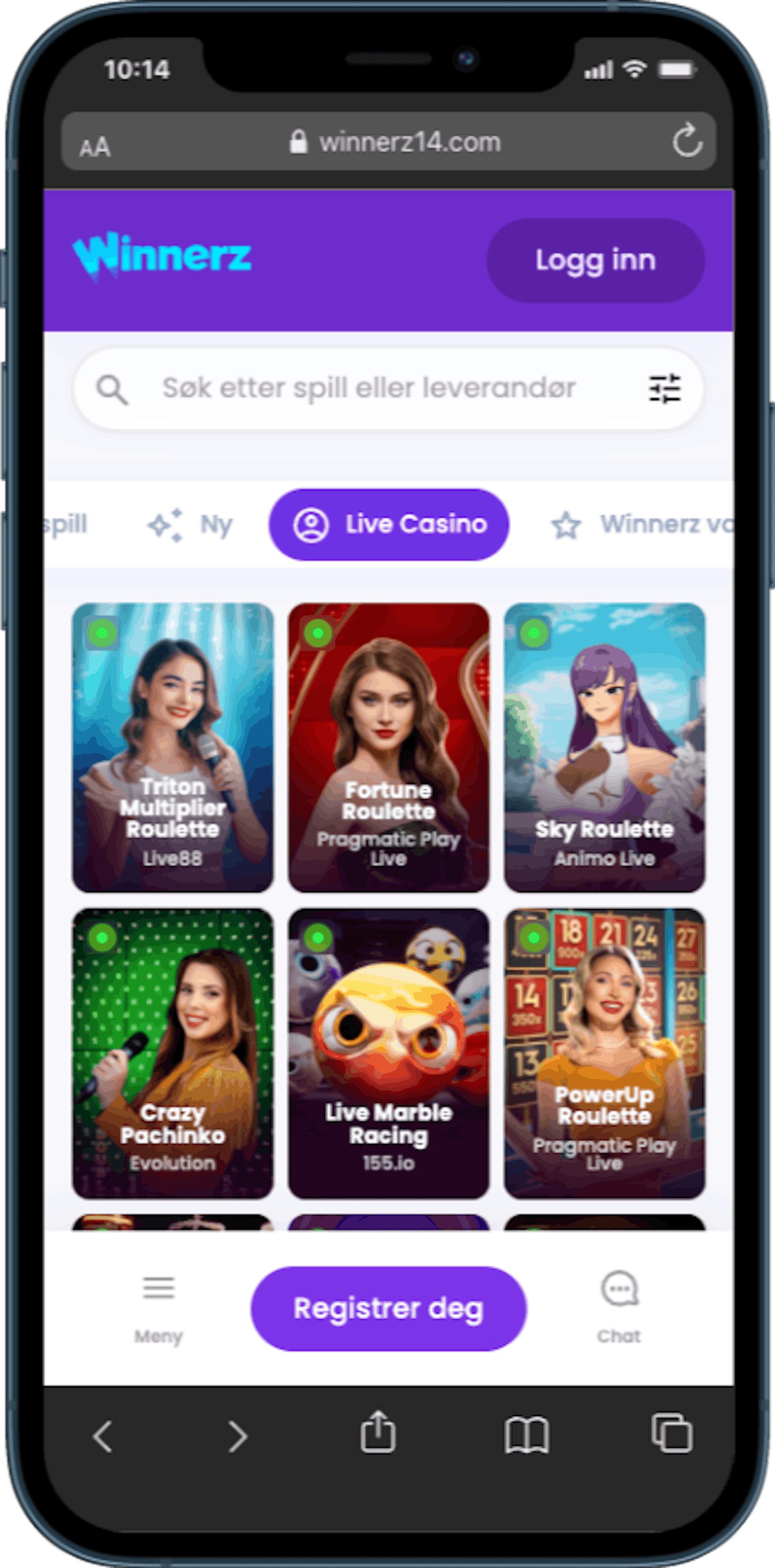 Winnerz live casino mobil