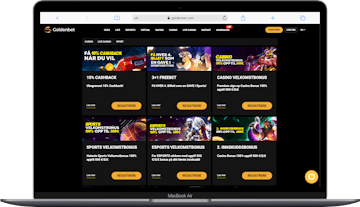 Laptop som viser kampanjer hos bettingside Goldenbet