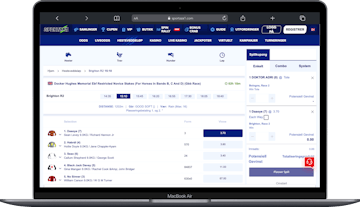 Laptop som viser hesteveddelop hos bettingselskapet Sportaza