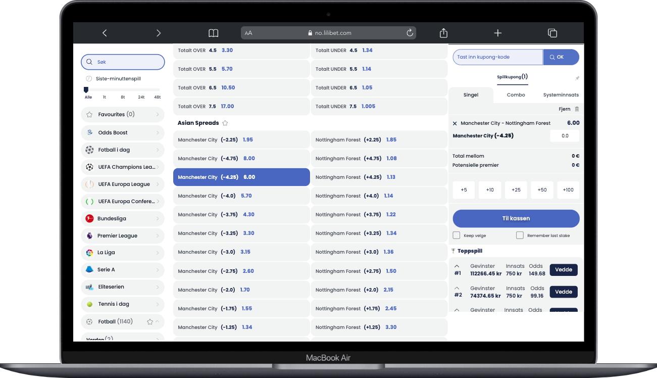 Asian Spreads hos spillselskapet Lilibet