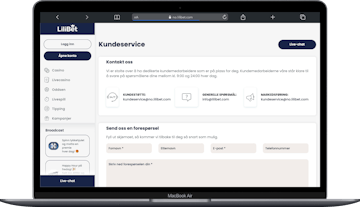 Laptop som viser kundeservice hos bettingside Lilibet