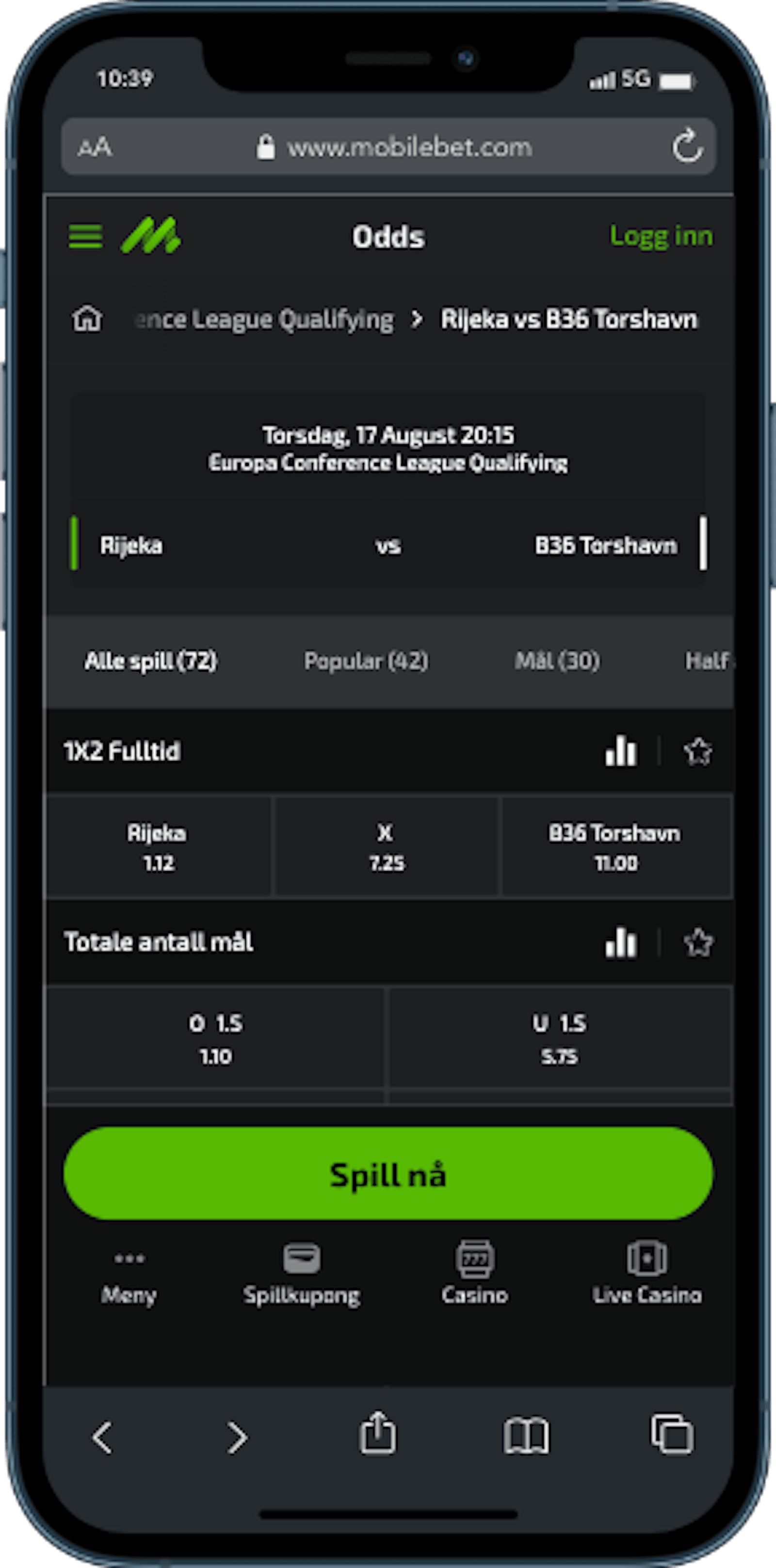 Mobilebet odds
