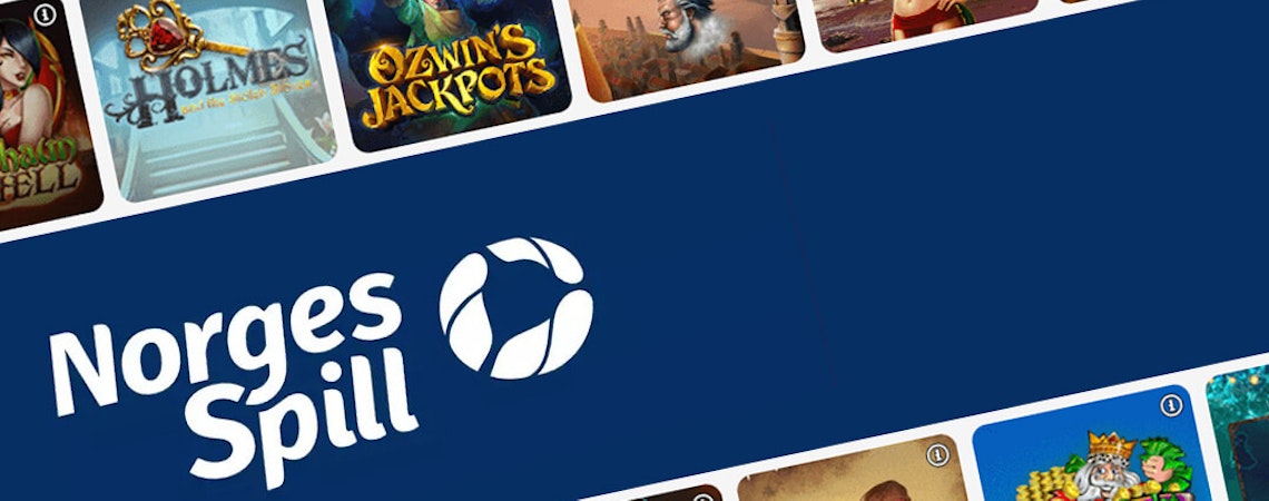 Promobilde som viser NorgesSpill logo og automatspill på deres casino.
