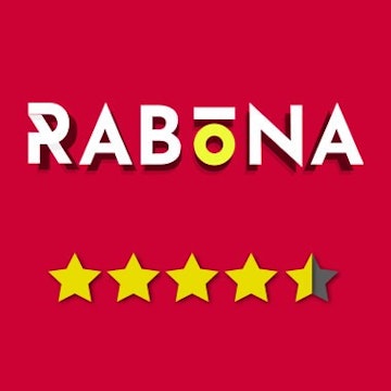 Rabona logo og fire og halv gule stjerner som vurdering