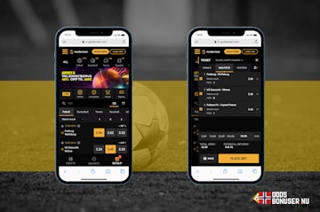 To mobiltelefoner som viser oddsspill hos bettingside Goldenbet
