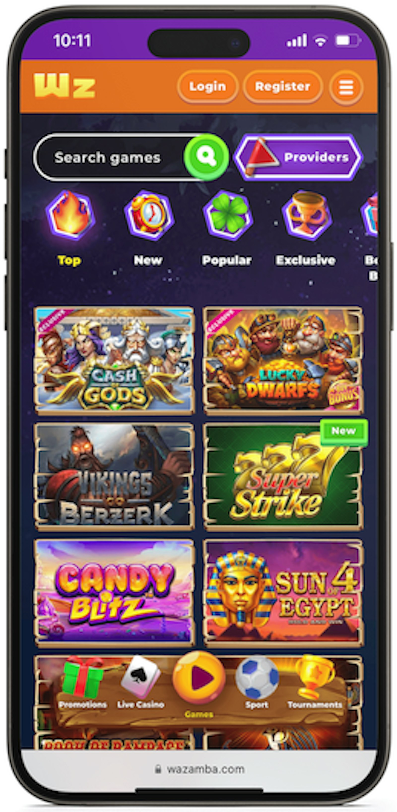 Wazamba Casino mobilversjon
